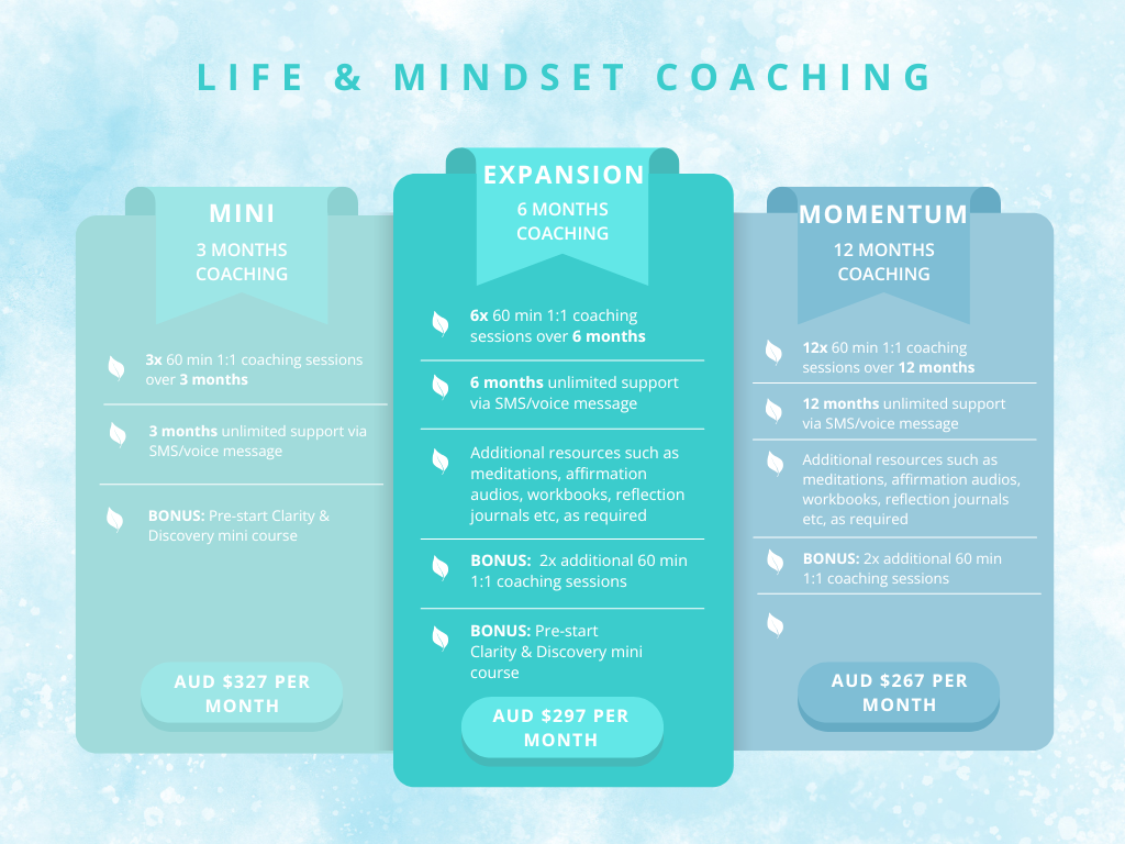 Life & Mindset Coaching Pricing